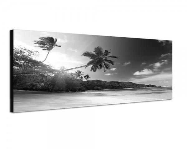 150x50cm Seychellen Meer Strand Palmen Abendsonne