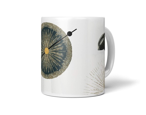 Dekorative Tasse mit schönem Vogel Motiv Erzrabe schönem Design goldene Elemente Kunstvoll