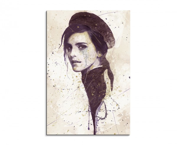 Emma Watson Splash 90x60cm Kunstbild als Aquarell auf Leinwand