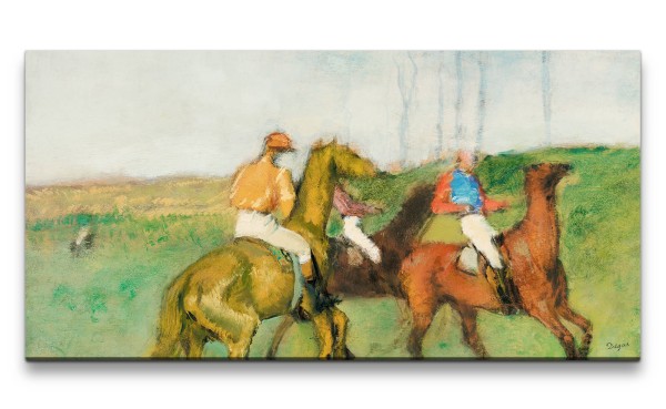 Remaster 120x60cm Edgar Degas weltberühmtes Wandbild Jockeys and Race Horses zeitlose Kunst