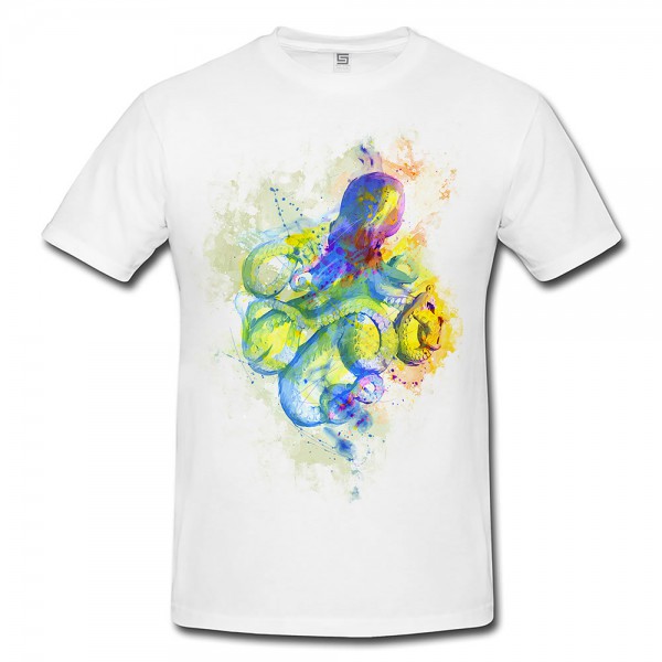Octopus I Herren T- Shirt , Stylisch aus Paul Sinus Aquarell Color