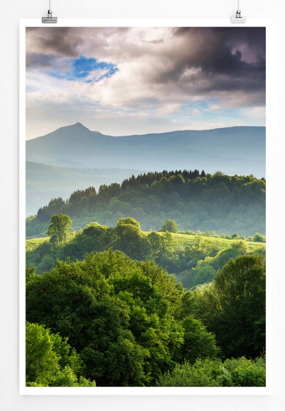 60x90cm Landschaftsfotografie Poster Majestätische Waldlandschaft Ukraine