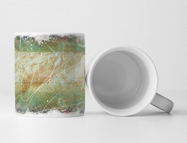 Tasse Geschenk Retro grün abstrakter Kaffeebecher