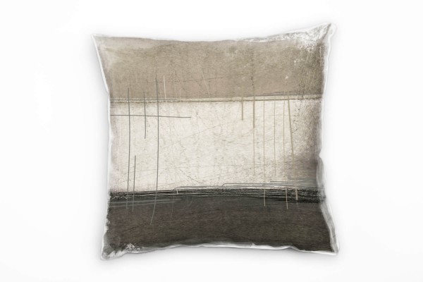 Abstrakt, grau, gestreift, Kratzer, gemalt Deko Kissen 40x40cm für Couch Sofa Lounge Zierkissen
