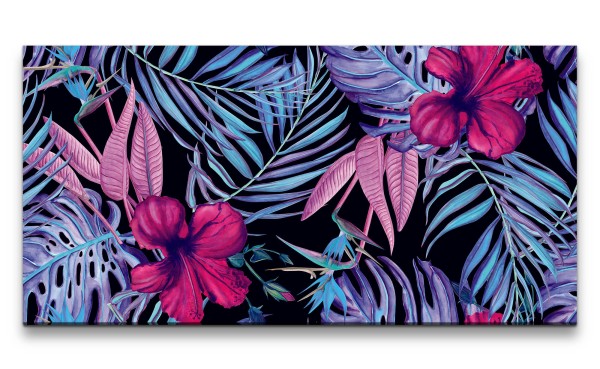 Leinwandbild 120x60cm Schöne Blätter verschiedene Farben Kunstvoll Dekorativ