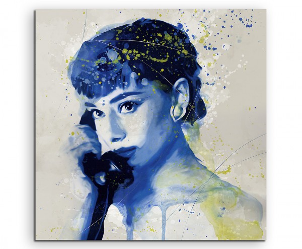 Audrey Hepburn V Aqua 60x60cm Wandbild Aquarell Art