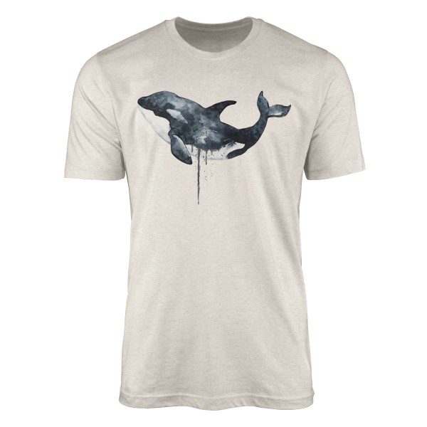 Herren Shirt 100% gekämmte Bio-Baumwolle T-Shirt Orca Killerwal Wasserfarben Motiv Nachhaltig Ökomo