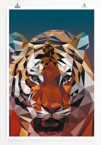 Illustration  Polygonaler Tiger 60x90cm Poster