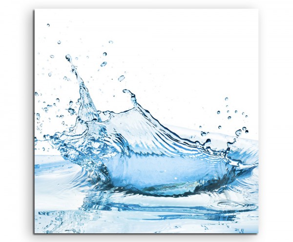 Künstlerische Fotografie – Wasserspritzer in Hellblau auf Leinwand