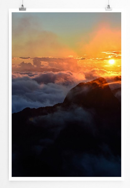 60x90cm Poster Landschaftsfotografie  Sonnenaufgang im Nebel