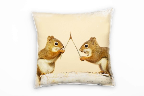 Tiere, braun, abstrakt, Eichhörnchen Deko Kissen 40x40cm für Couch Sofa Lounge Zierkissen