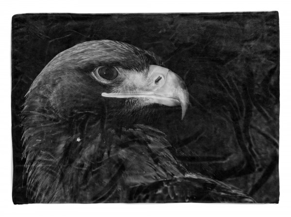 Handtuch Strandhandtuch Saunatuch Kuscheldecke mit Tiermotiv Adler Schwarz Weiß