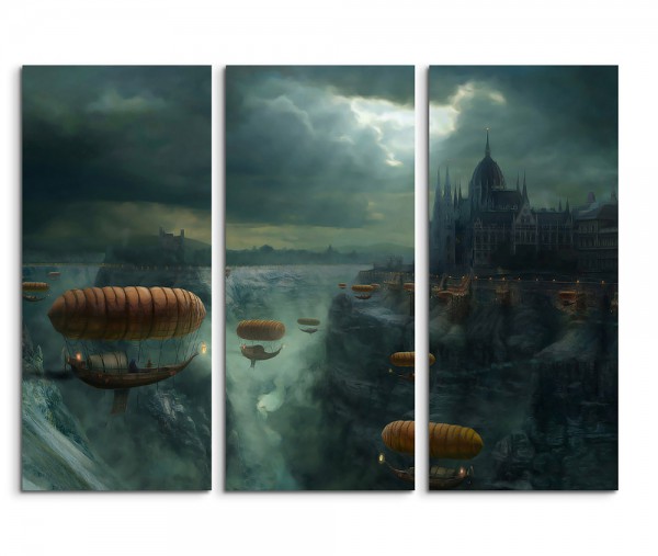 Blimp Boats Fantasy Art 3x90x40cm