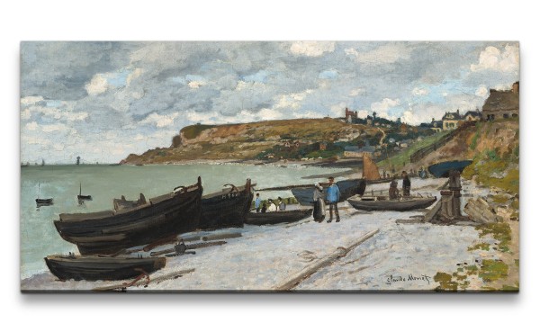 Remaster 120x60cm Claude Monet Impressionismus weltberühmtes Wandbild Boote am Strand Zeitlos