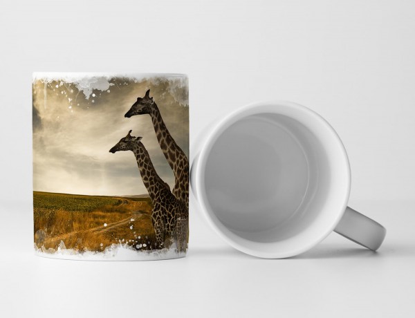 Tasse Geschenk Tierfotografie – Zwei Giraffen in der Landschaft