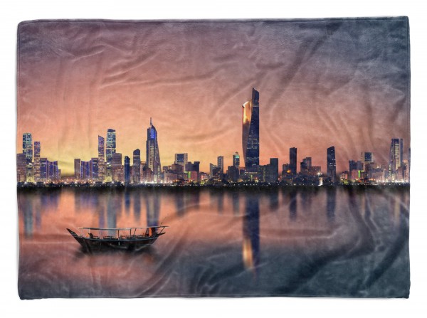 Handtuch Strandhandtuch Saunatuch Kuscheldecke mit Fotomotiv Kuwait City Skylin