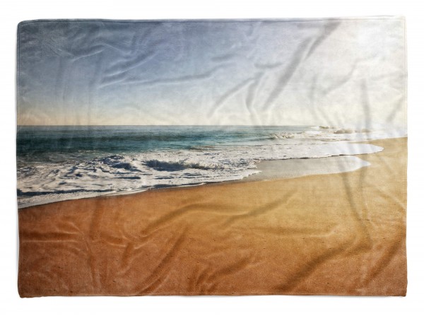 Handtuch Strandhandtuch Saunatuch Kuscheldecke mit Fotomotiv Strand Wellen Meer