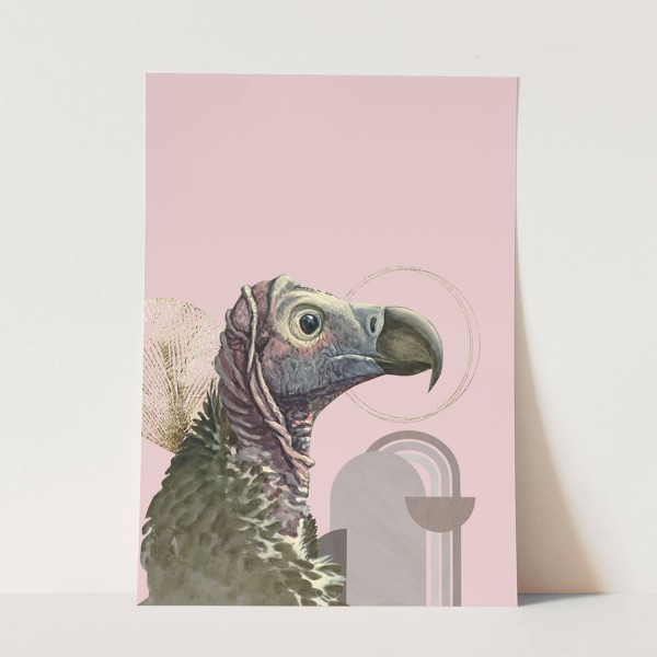 Vogel Motiv Geier Kopf Grautöne einzigartiges Design goldene Elemente