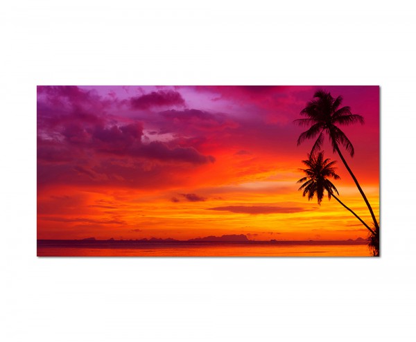 120x60cm Strand Meer Palmen Sonnenuntergang