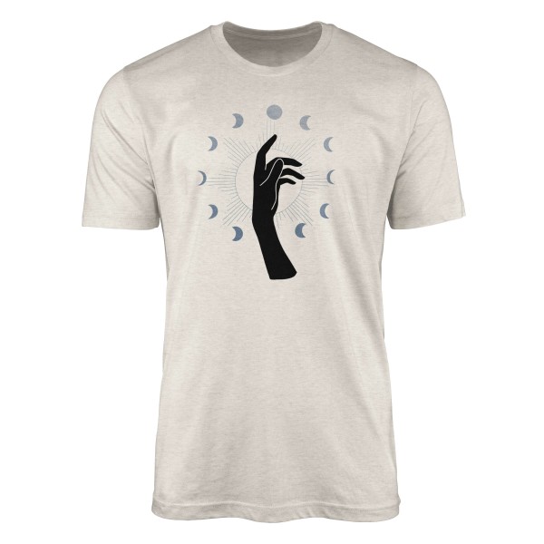 Herren Shirt 100% gekämmte Bio-Baumwolle T-Shirt Hand Astrologie Mondzyklus Motiv Nachhaltig Ökomod