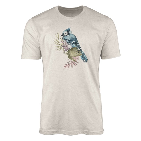 Herren Shirt Organic T-Shirt Aquarell Motiv kleiner Vogel Bio-Baumwolle Ökomode Nachhaltig Farbe