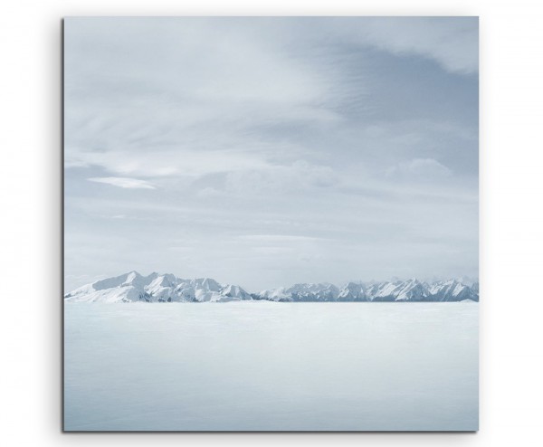 140x90 Winterlandschaft Schnee Nebel Sonnenuntergang 3 teilig Leinwand Sinus Art 
