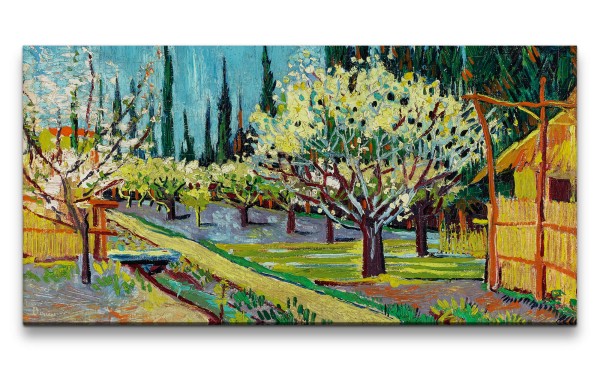 Remaster 120x60cm Vincent van Gogh Impressionismus Weltberühmtes Gemälde Garten Bäume Farbenfroh