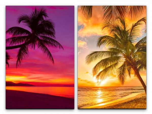 2 Bilder je 60x90cm Palmen Südsee Strand Traumhaft Sommer Sonnenschein Urlaubsparadies