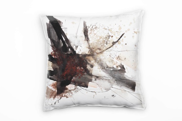 Abstrakt, schwarz, braun, rot, Pinsel, Malerei Deko Kissen 40x40cm für Couch Sofa Lounge Zierkissen