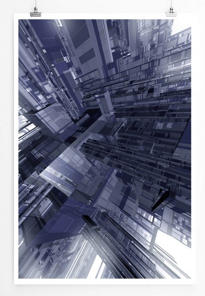 60x90cm Architektur Modell Poster Stadt aus Glas