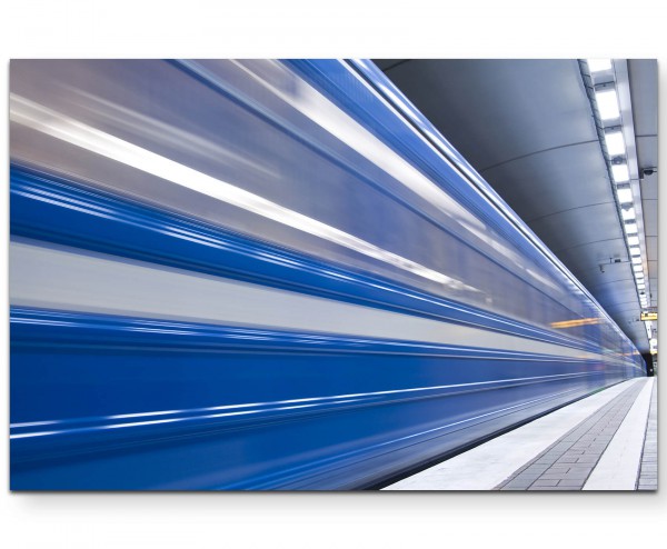 Fotografie  schneller Zug im Untergrund - Leinwandbild