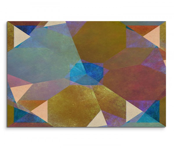 120x80cm Wandbild Geometrie Hintergrund abstrakt braun blau grün beige