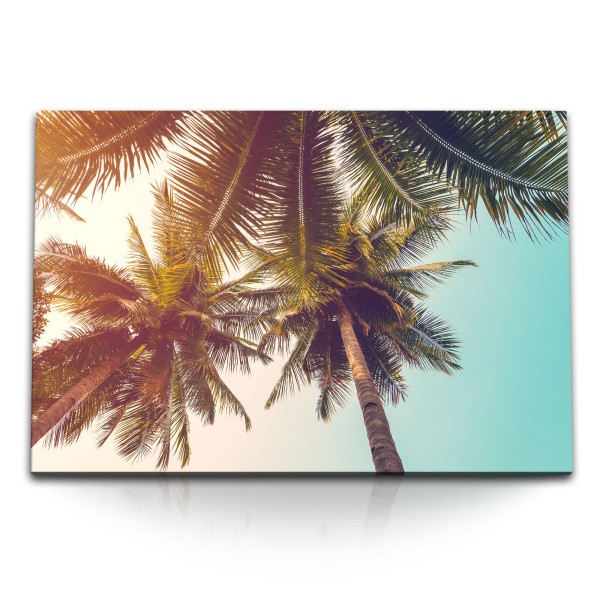 120x80cm Wandbild auf Leinwand Palmen Palmblätter Süden Sonnenschein Karibik