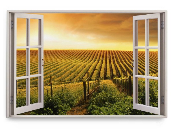 Wandbild 120x80cm Fensterbild Italien Toskana Weinanbau Landschaft Horizont