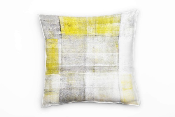 Abstrakt, grau, weiß, gelb, Rechtecke, verwischt, gemalt Deko Kissen 40x40cm für Couch Sofa Lounge Z