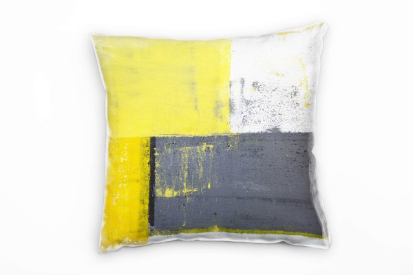 Abstrakt, grau, gelb, weiß, Rechtecke, gemalt Deko Kissen 40x40cm für Couch Sofa Lounge Zierkissen