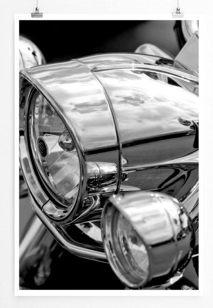 60x90cm Künstlerische Fotografie Poster Motorrad Scheinwerferlicht