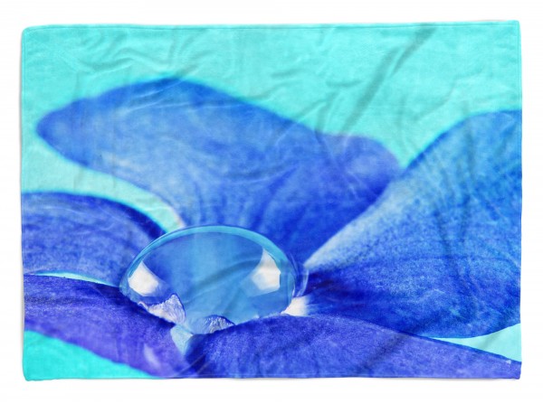 Handtuch Strandhandtuch Saunatuch Kuscheldecke mit Fotomotiv Wassertropfen Blau