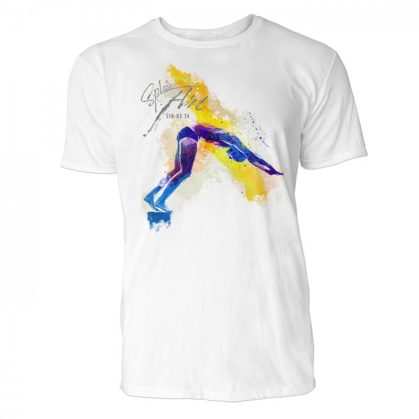 Schwimmerin im Sprung Sinus Art ® T-Shirt Crewneck Tee with Frontartwork