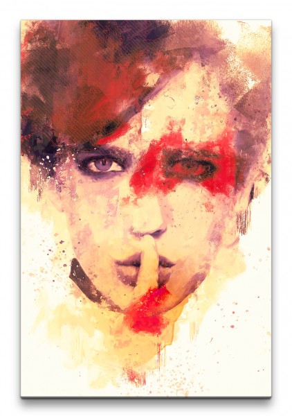 Eva Green Penny Dreadful Porträt Abstrakt Kunst Rot Farben 60x90cm Leinwandbild