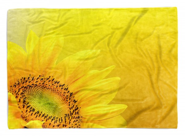 Handtuch Strandhandtuch Saunatuch Kuscheldecke mit Fotomotiv Sonnenblume Gelb S