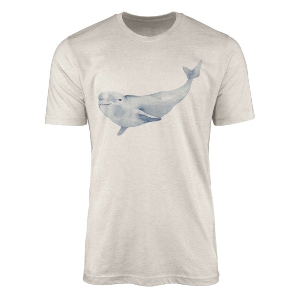 Herren Shirt 100% gekämmte Bio-Baumwolle T-Shirt Beluga Weißwal Wasserfarben Motiv Nachhaltig Ökomo