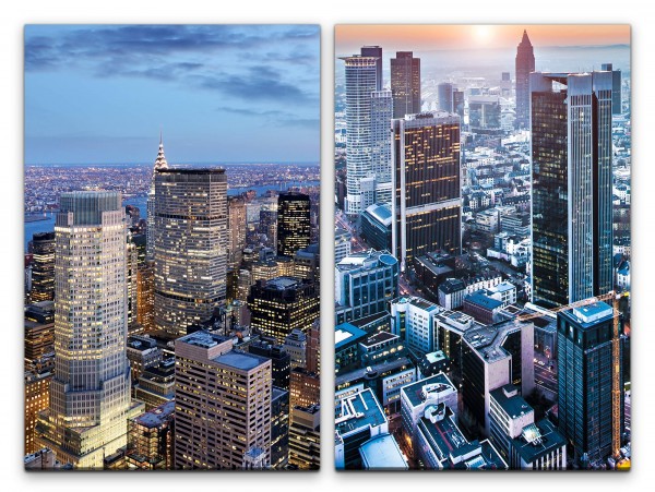 2 Bilder je 60x90cm New York Manhattan Wolkenkratzer Skyline Architektur Mega City Großstadt