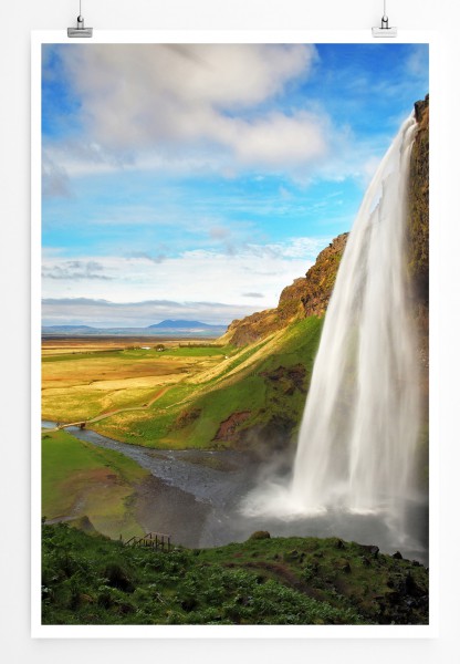 90x60cm Poster Seljalandsfoss Wasserfall in Island