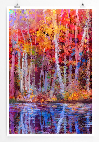 Bild von farbenfrohen Bäumen im Herbst 60x90cm Poster