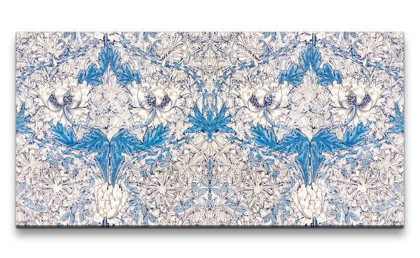 Remaster 120x60cm Blumenmuster William Morris Malerei Blau Vintage Dekorativ