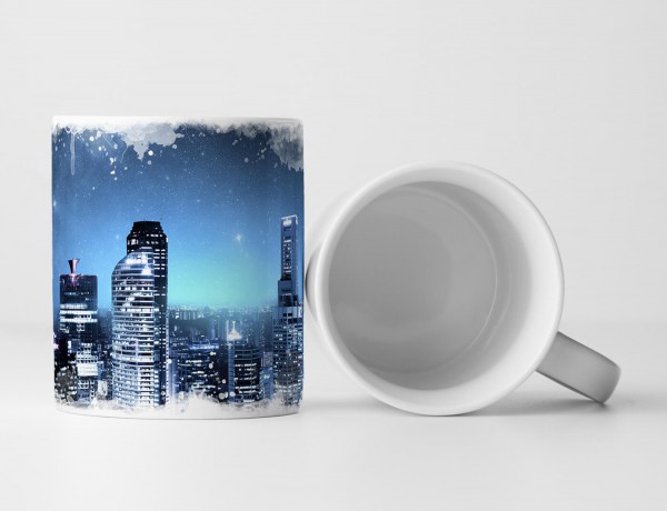 Tasse Geschenk Urbane Fotografie – Skyline mit funkelndem Sternenhimmel