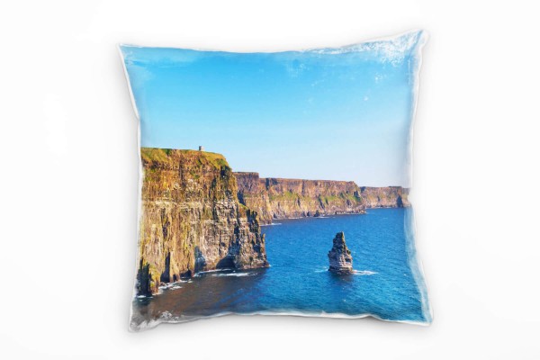 Meer, blau, braun, Klippen, Irland Deko Kissen 40x40cm für Couch Sofa Lounge Zierkissen