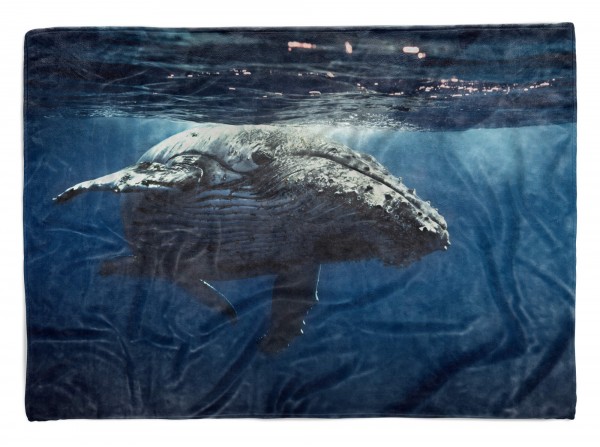 Handtuch Strandhandtuch Saunatuch Kuscheldecke mit Tiermotiv Buckelwal Wal unte