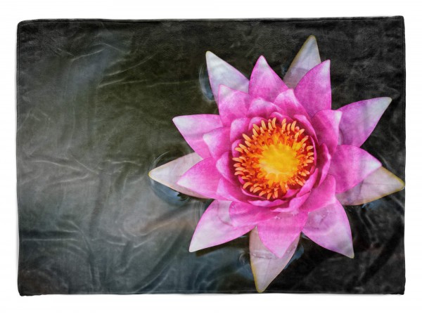 Handtuch Strandhandtuch Saunatuch Kuscheldecke mit Fotomotiv Lotus Blume Blüte